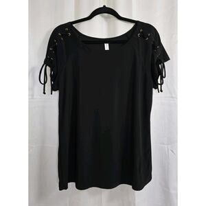 Black Lace Up Shoulder Perception Concepts Women L